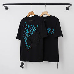 Chrome Hearts Diagonal Blue Cross Cluster Short Sleeve T-Shirt (Black)