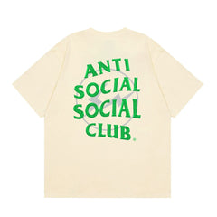 Anti Social Social Club Green Lightning Circle Logo T-Shirt - Cream