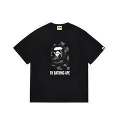 BAPE Style Dark Camo Big Ape Head Short-Sleeve Tee - Black