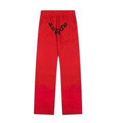 Sp5der Rhinestone Letter Graphic Red Casual Sweatpants