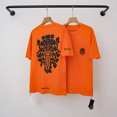 Chrome Hearts Dagger & Floral Vine Graphic Short Sleeve T-Shirt (Orange)