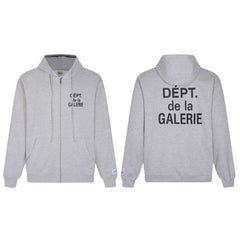Gallery Dept. "Dépt. de la Galerie" Zip Hoodie – Grey French Print, Oversized Fit