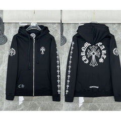 Chrome Hearts Cross Sleeve & Large Back Cross Zip-Up Hoodie (Black)