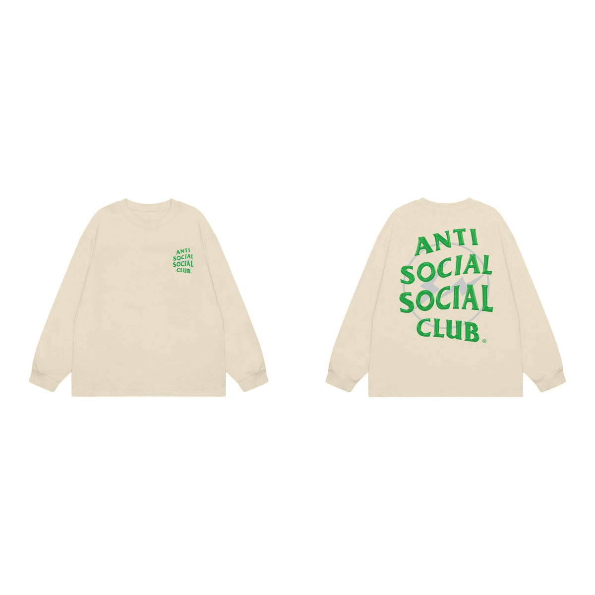 Anti Social Social Club Green Circle Logo Long Sleeve T-Shirt - Cream