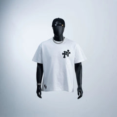 Chrome Hearts Black Cross Logo Short Sleeve T-Shirt (White)