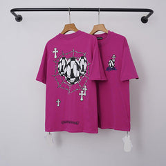 Chrome Hearts Barbed Wire & Geometric Ball Graphic Short Sleeve T-Shirt (Magenta)