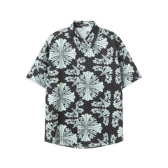 Chrome Hearts Black & Gray Large Cross Monogram Short-Sleeve Shirt