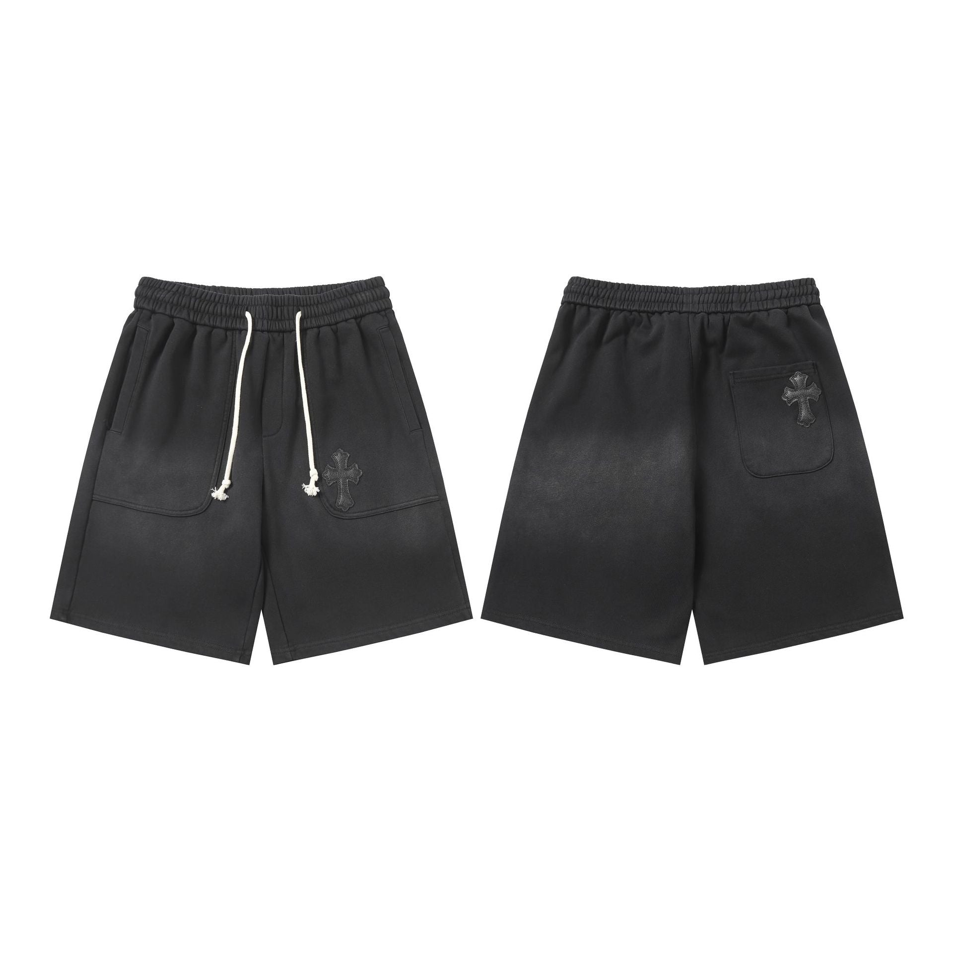 Chrome Hearts Black Drawstring Single Cross Patch Sweatshorts