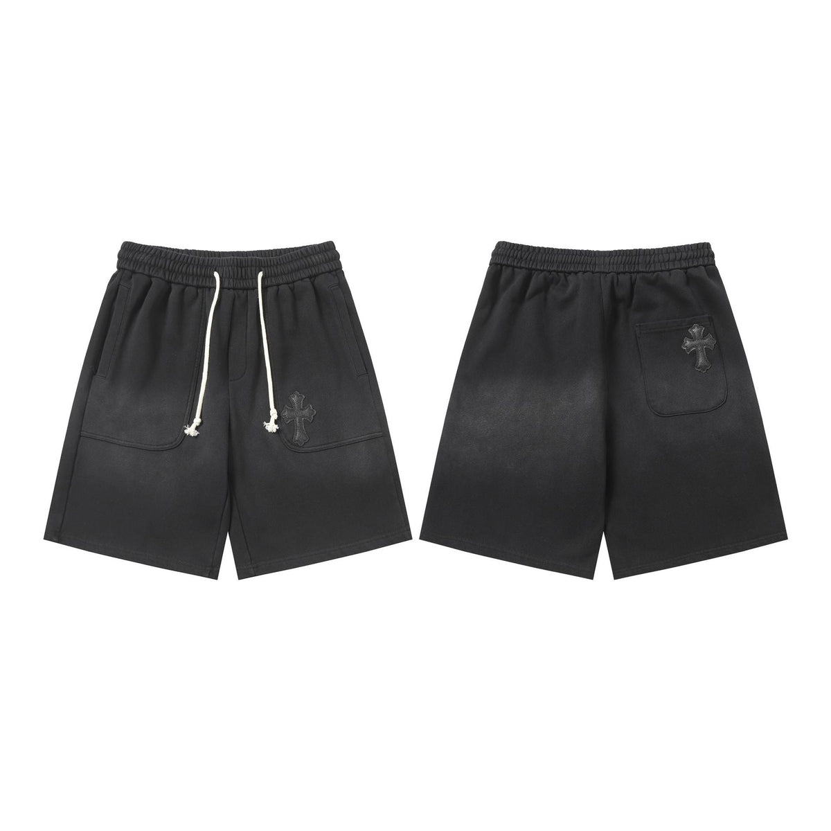 Chrome Hearts Black Drawstring Single Cross Patch Sweatshorts