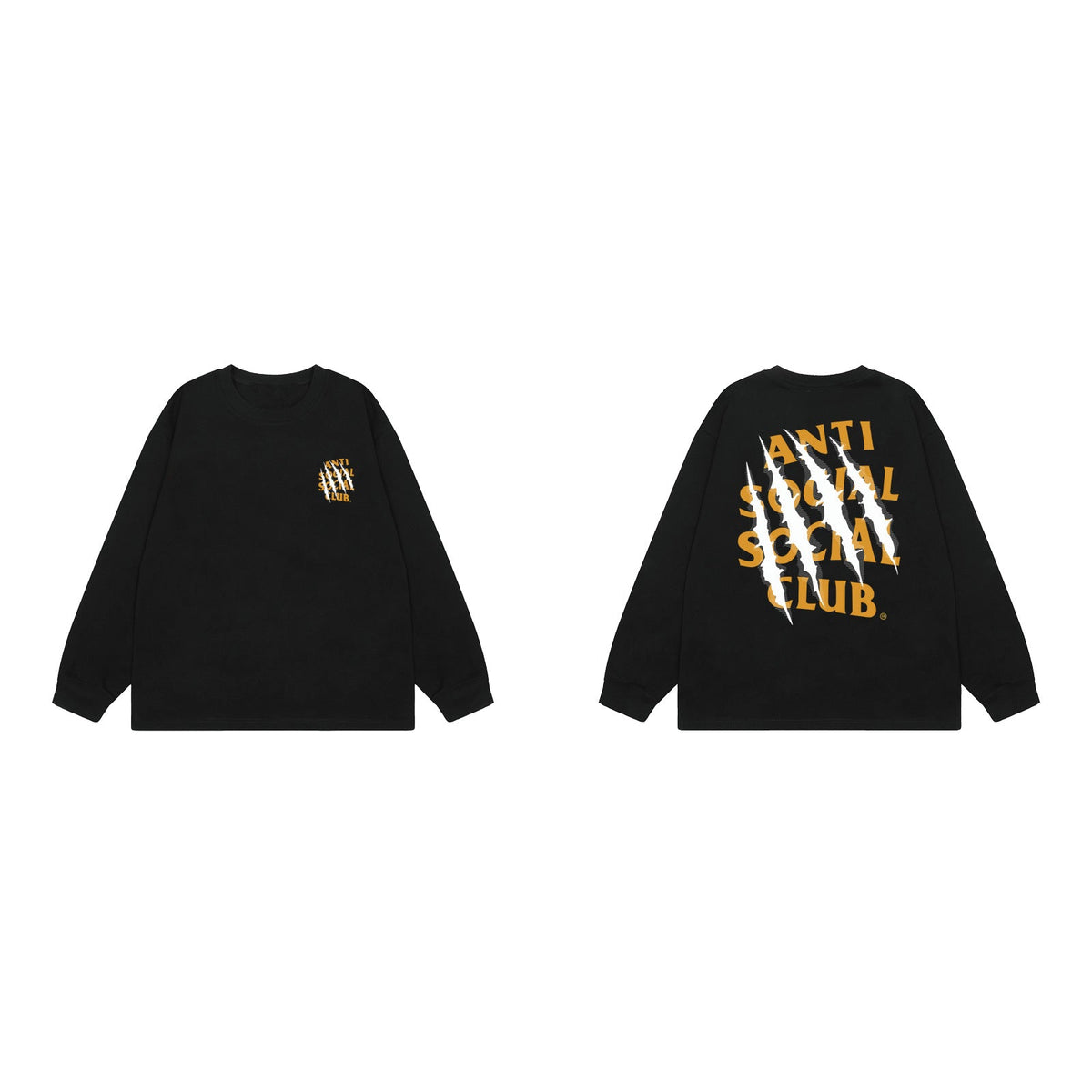 Anti Social Social Club Claw Mark Long Sleeve T-Shirt - Black/Yellow