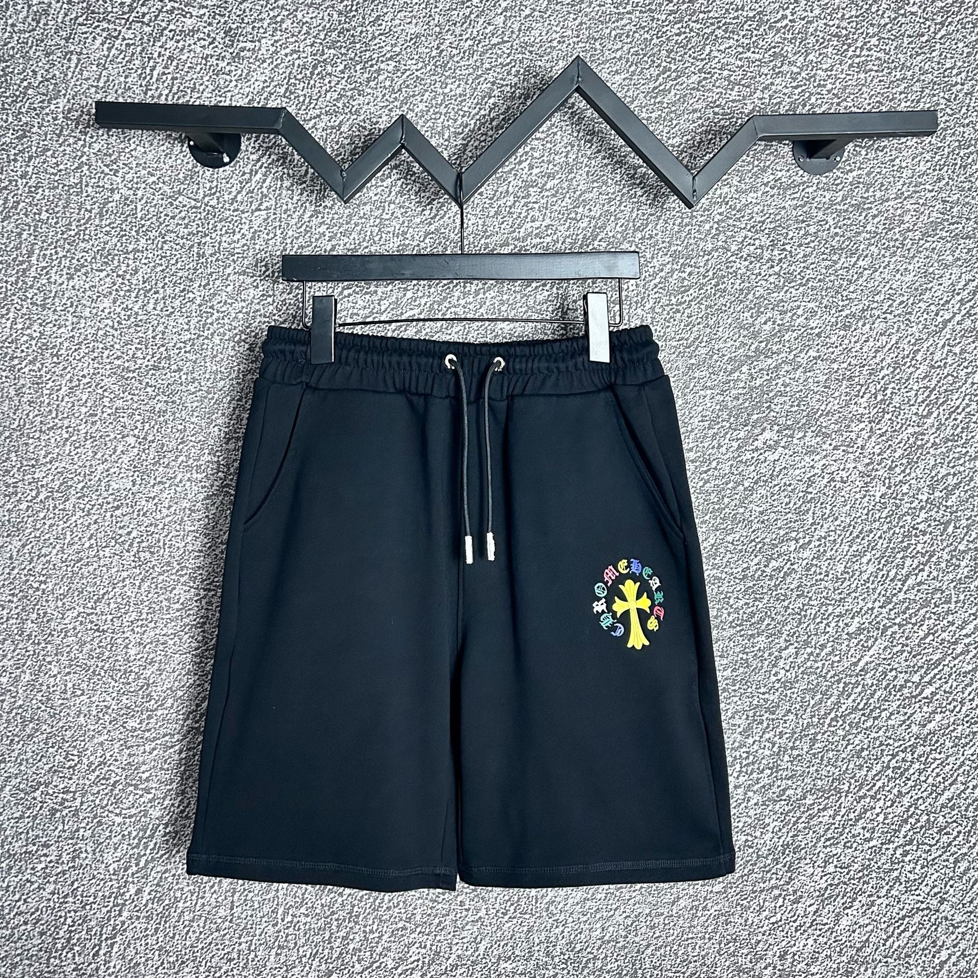 Chrome Hearts Black & Yellow Cross Logo Sweatshorts