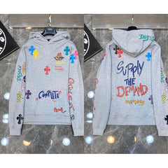 Chrome Hearts "Supply the Demand" Multi-Color Cross Hoodie (Light Grey)