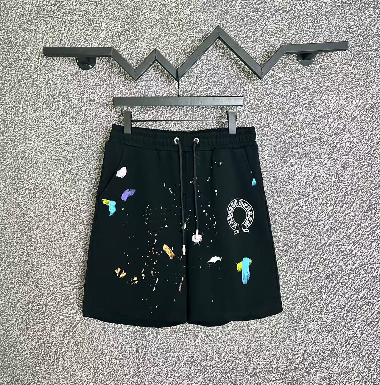 Chrome Hearts Black Paint Splatter & Horseshoe Sweatshorts