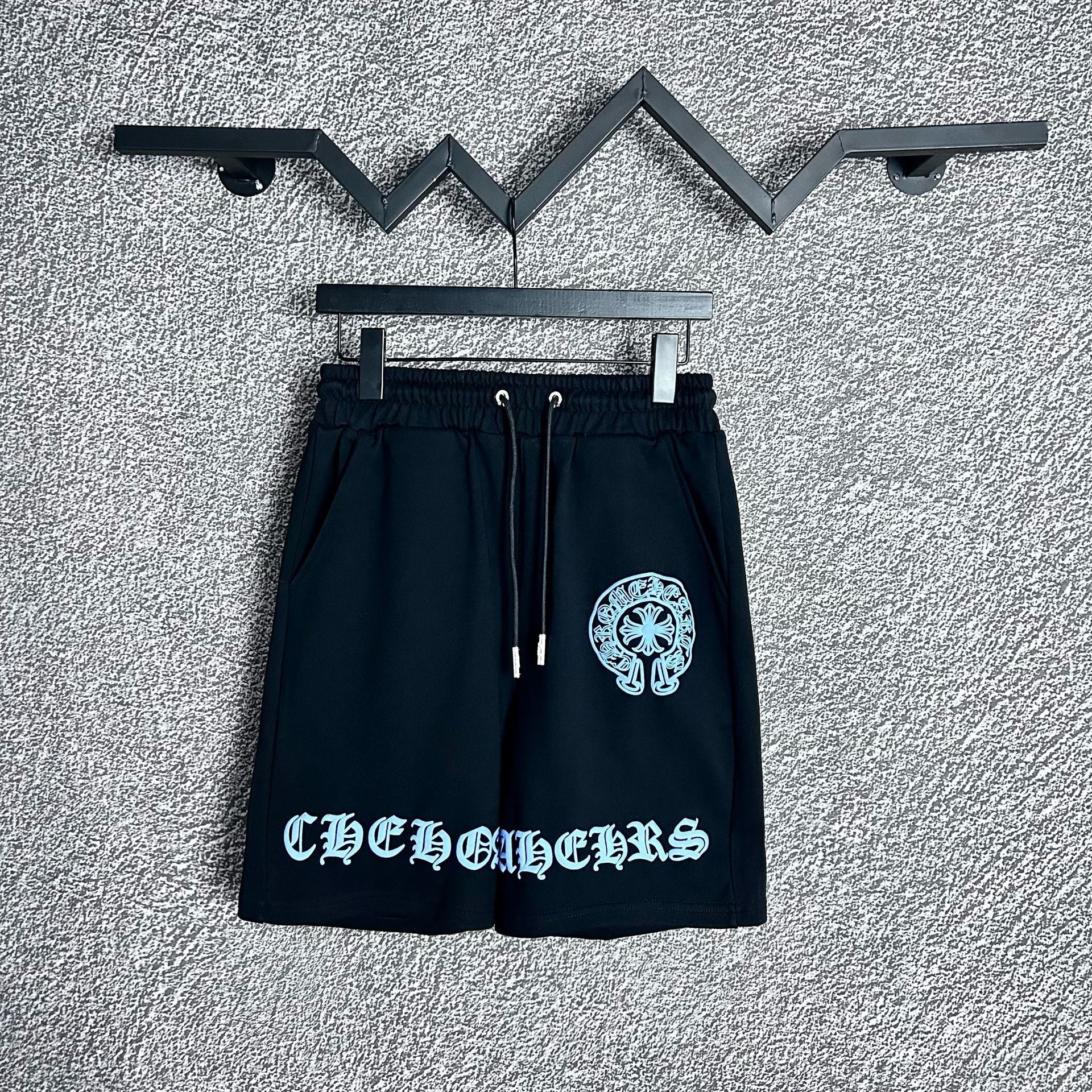 Chrome Hearts Black Horseshoe & White Script Sweatshorts
