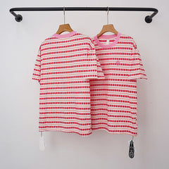 Chrome Hearts Monogram Striped Short Sleeve T-Shirt (Pink/White)