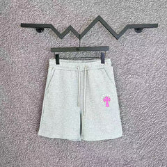 Chrome Hearts Light Gray & Pink Cross Logo Sweatshorts